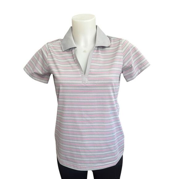 Bolle Striped Polo Shirt Women’s Short Sleeve V Neck‎ Golf Size Small - Picture 1 of 8